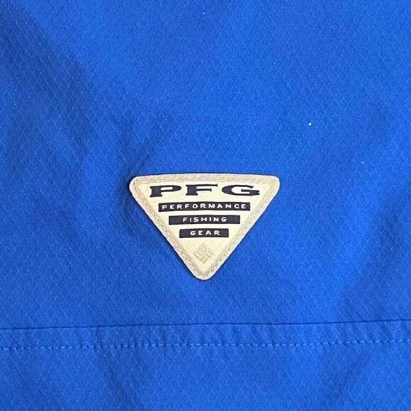 Columbia Shirt Men Large Blue Button Up Omni Shade Golf Fish Outdoor Collared - Picture 9 of 11